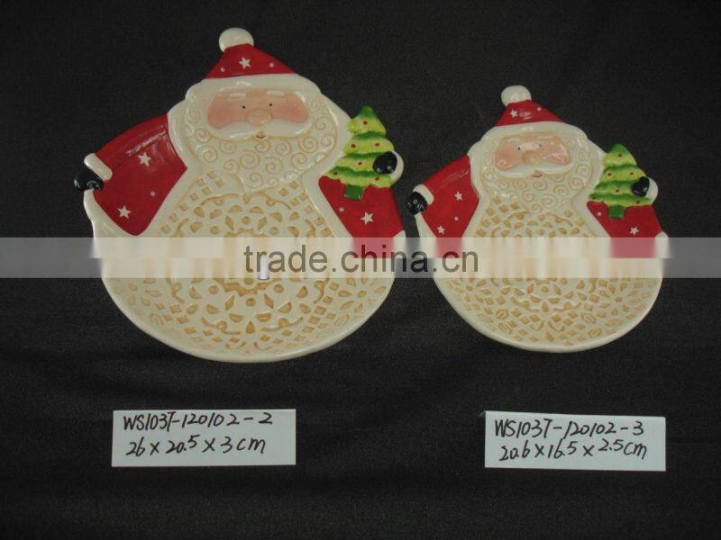 Cheap Ceramic Santa Claus Shape Plate