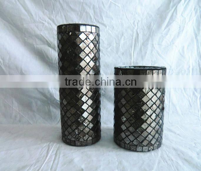 Cylinder Shape Brown Mosaic Long Vases