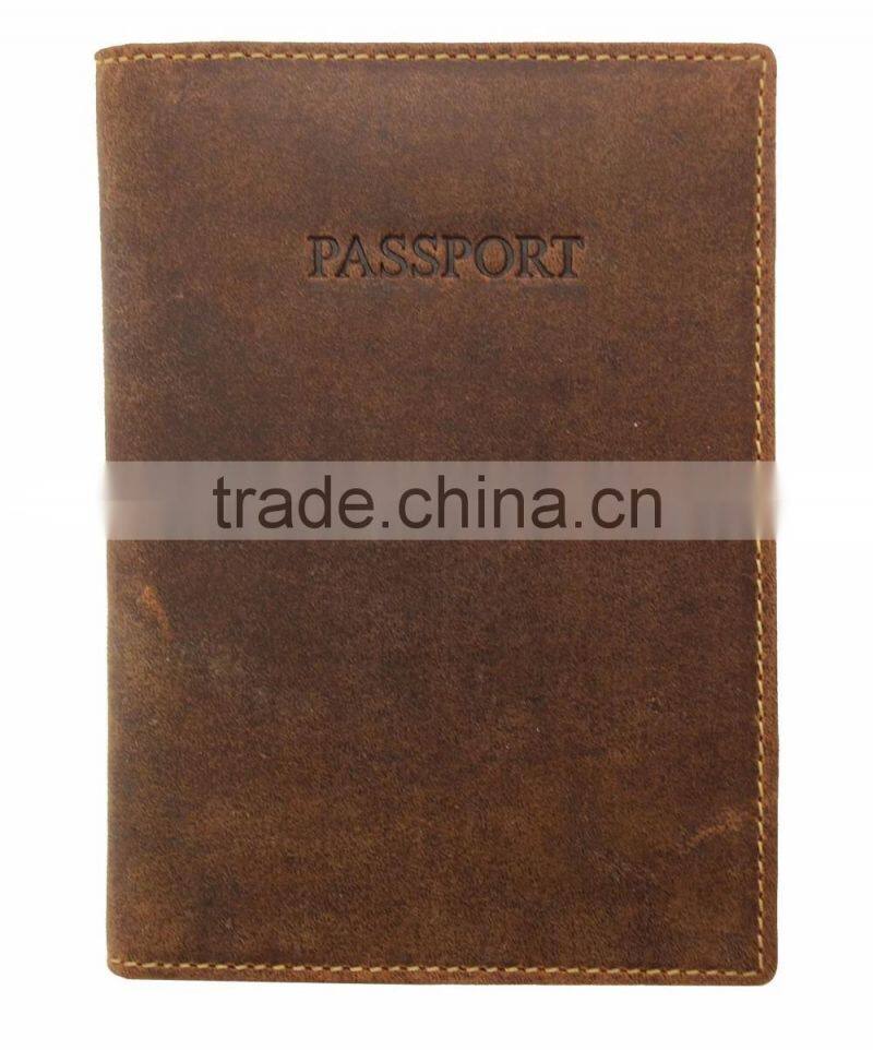 Top quality grain leather passport holder simple travel passport holder