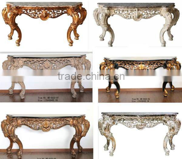 Baroque Style Furniture Console Table With Marble Top For Living Room Decoration