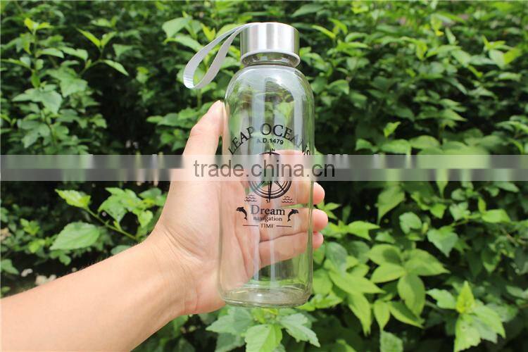 Frosted glass water bottle with cloth cover
