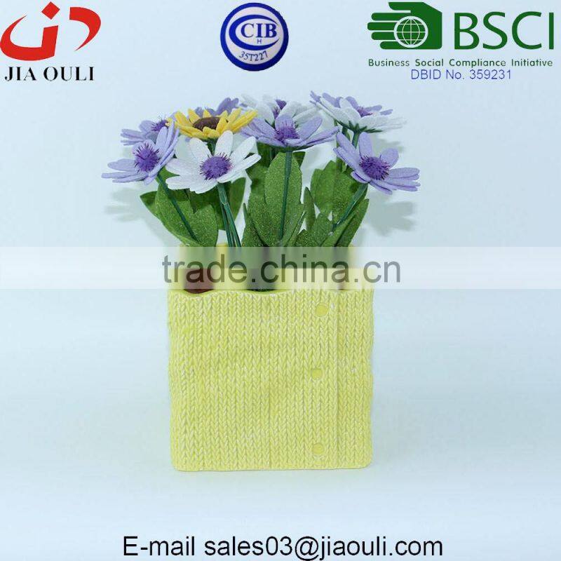 Glazed white with red polka dots Ceramic pot plant white square cube, pot plant white