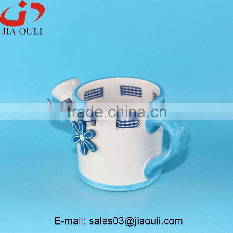 Popular design home decoration watering can shape ceramic flower pot, plant pot