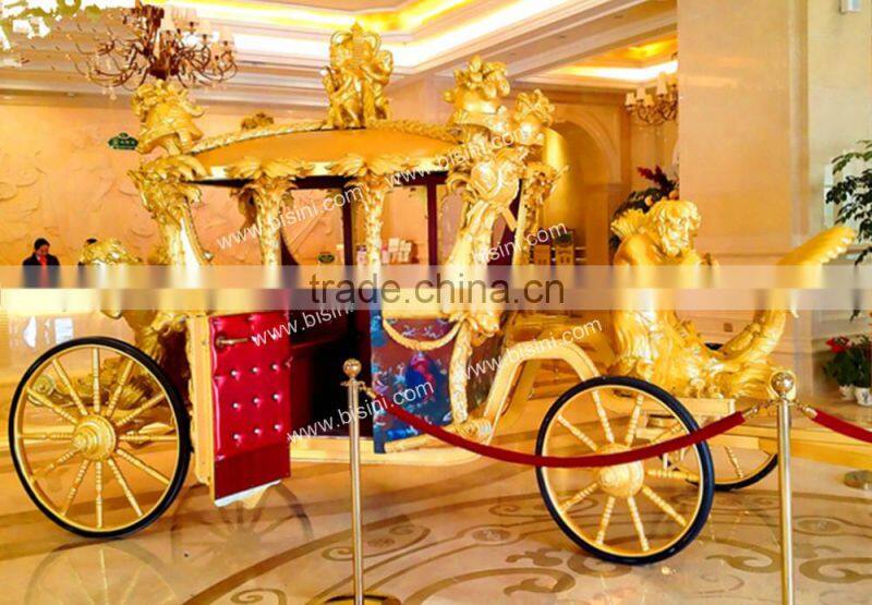 European style carved golden Royal horse saddle wedding carriage luxury horse carriage for sale(BG11-M051)