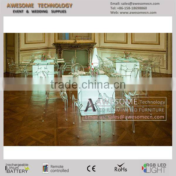 led light illuminated plastic luxury dining set for wedding