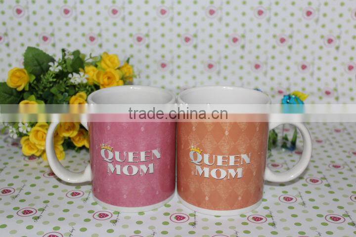 2014 Year Hot Sale 11oz Straight Body Ceramic New Bone China Round Decal Coffee Mug