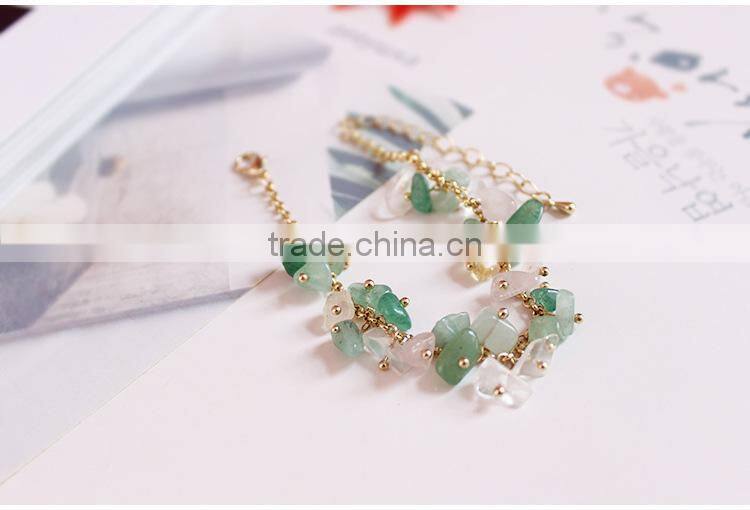 raw stone charms gold chain bracelet crushed stone bracelet
