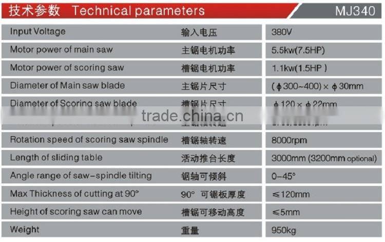 European Quality CE Sliding Table Saw MJ340