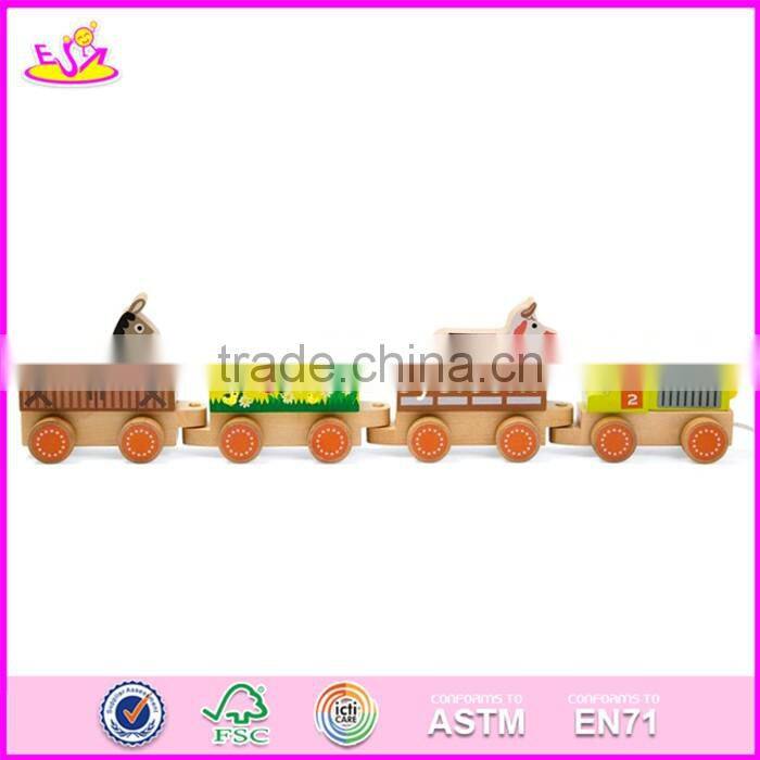 2017 new design children funny wooden toy pulling trucks W05C082