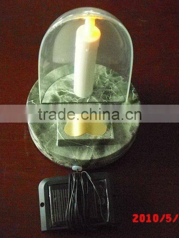 Outdoor warm LED candle shape solar cemetery lamp