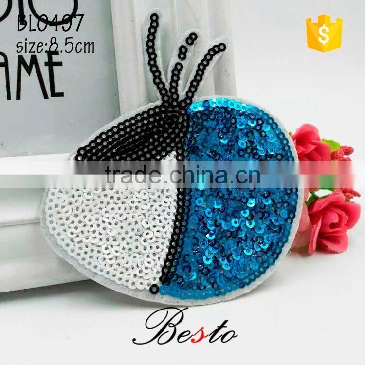 Custom wholesale bow sequin butterfly applique for garment