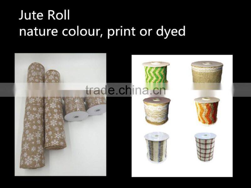 fashion wired jute fabric roll with lace eco-friendly QY 50x50