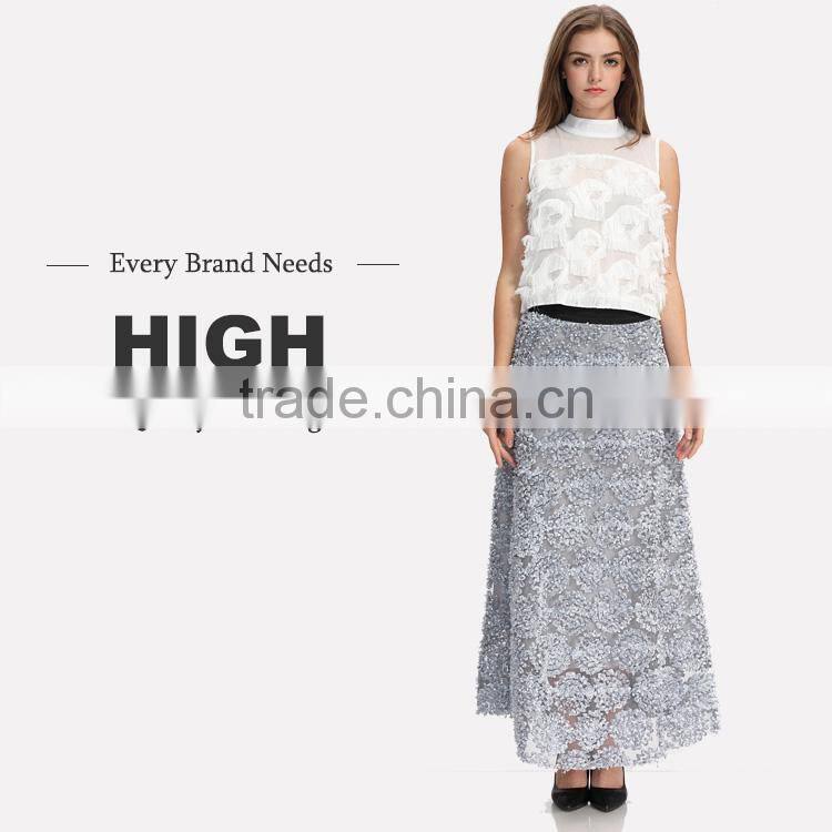 Domin women latest maxi party wear long skirts design 2017