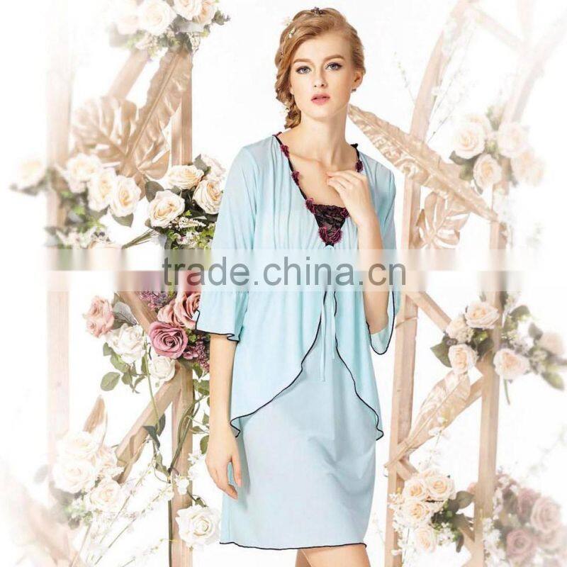 cotton women sexy sleepwear /long sleeve nightwear /women sexy night dress short robe