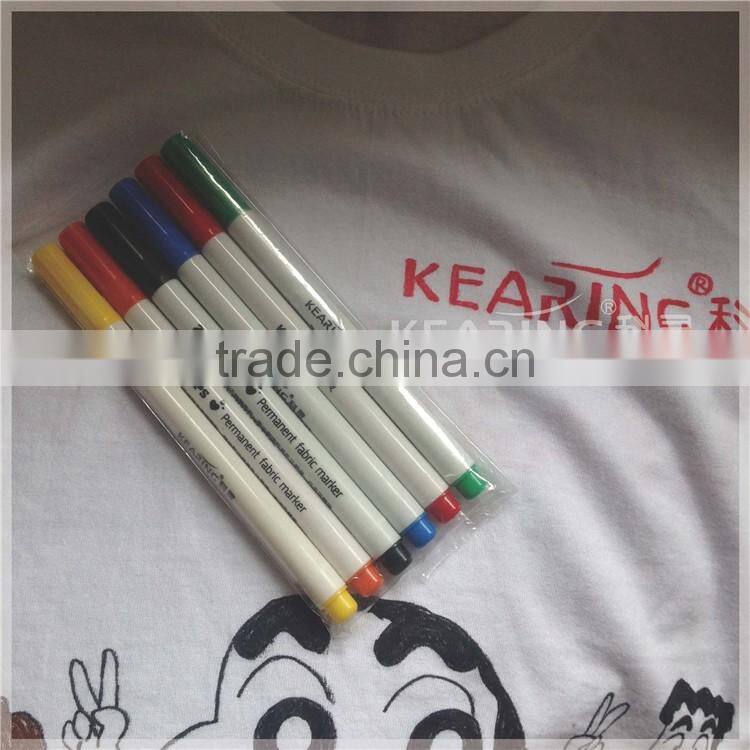 Permanent T-shirt marker in 6pcs/pack 2 years shelf life time non toxic #FM206 2.0mm fiber tip 25 colors for choose