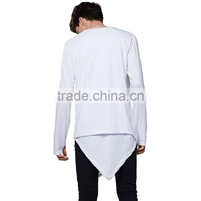 Wholesale Mens Custom fashion Tee Shirt Extended Longline T shirt