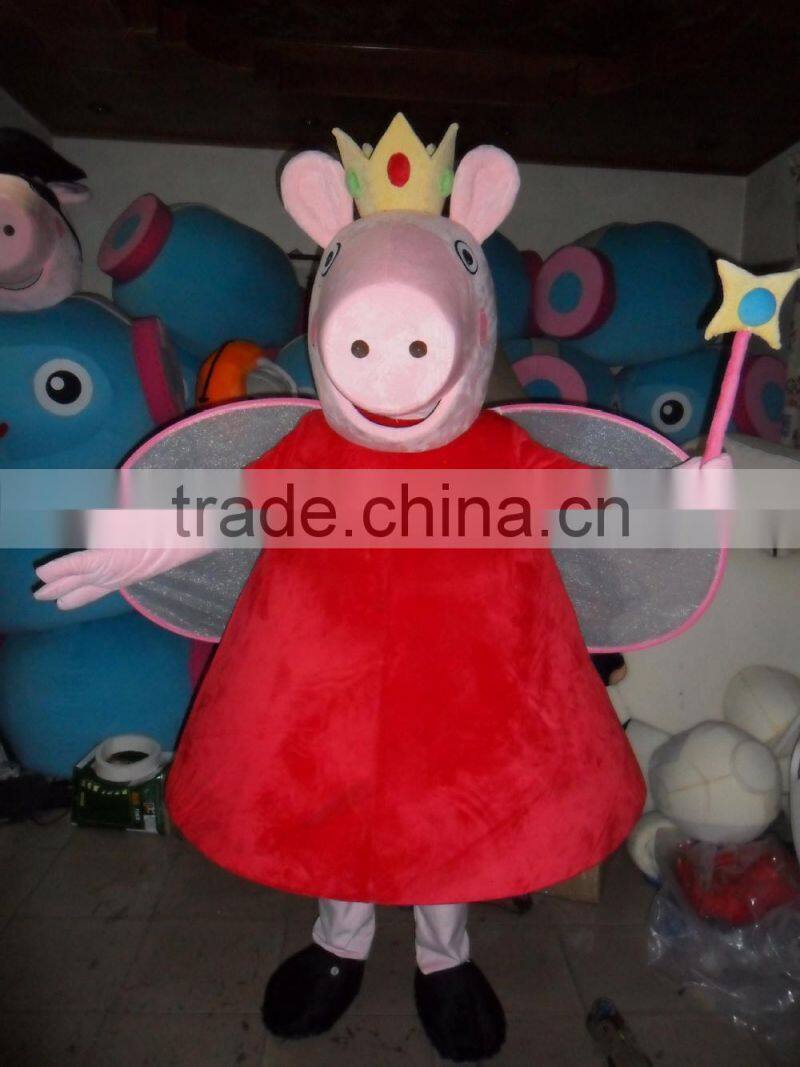 Advertising Adult Wearing Polyfoam Cute Blue and Pink Couple Pig Mascot Costume