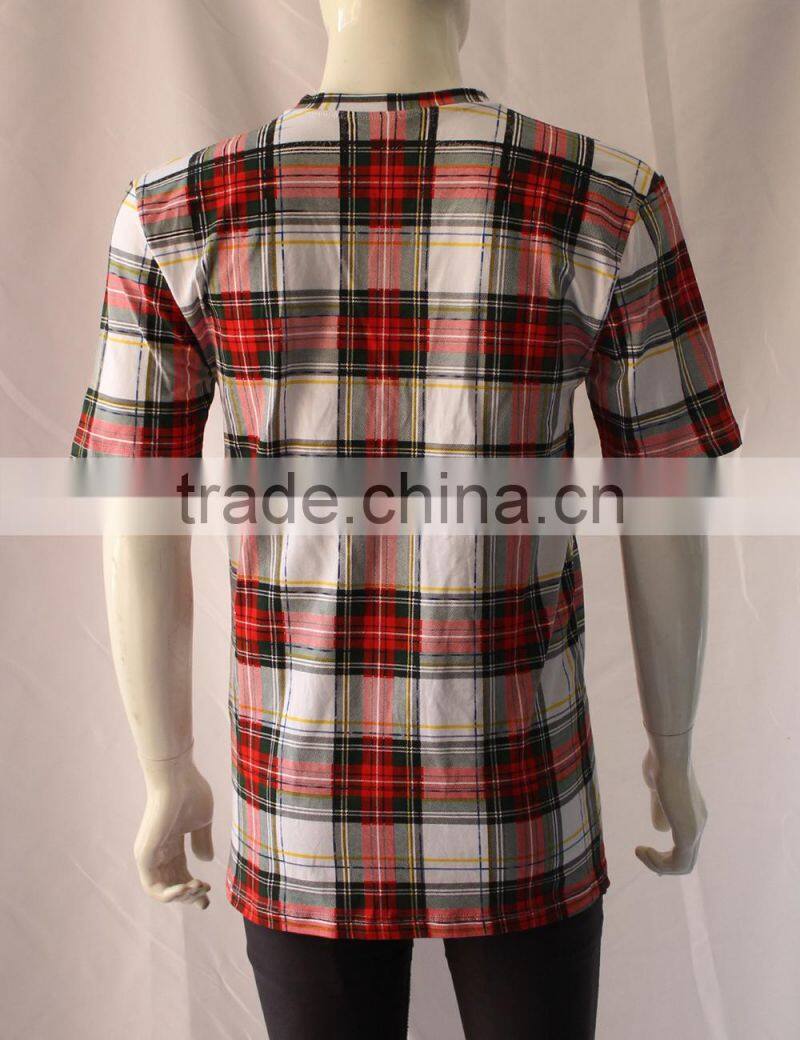 cotton all over printed tartan t shirts men