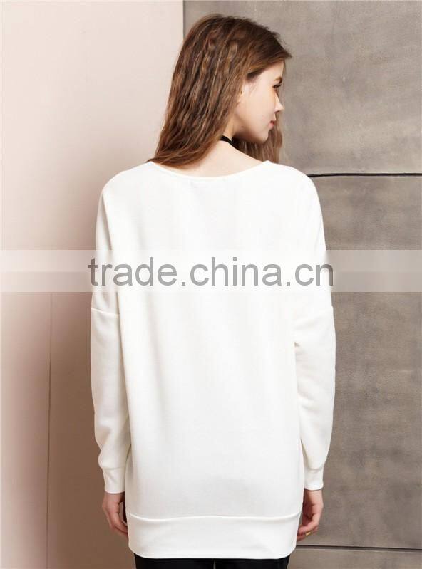 European style fashion print custom letters long sleeve fleece joker contracted comfortable hoodie top for women