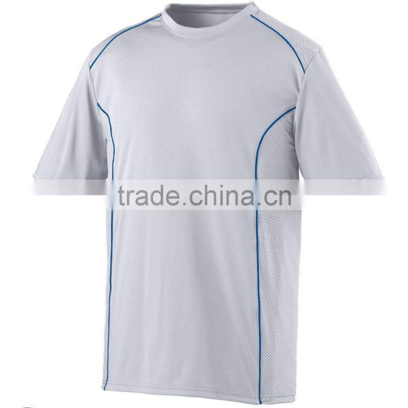 Youth Winning Streak Crew Jersey 100% Polyester Wicking Smooth Knit Customize Contrast Color Piping On Shoulder Mens Tee