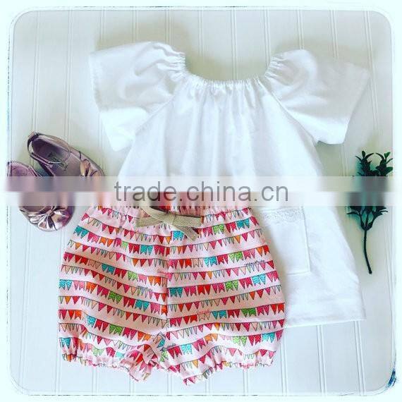 Boutique Summer Long Sleeve 2 Pieces Outfits Ruffle Vintage Dress Girl Clothes Set