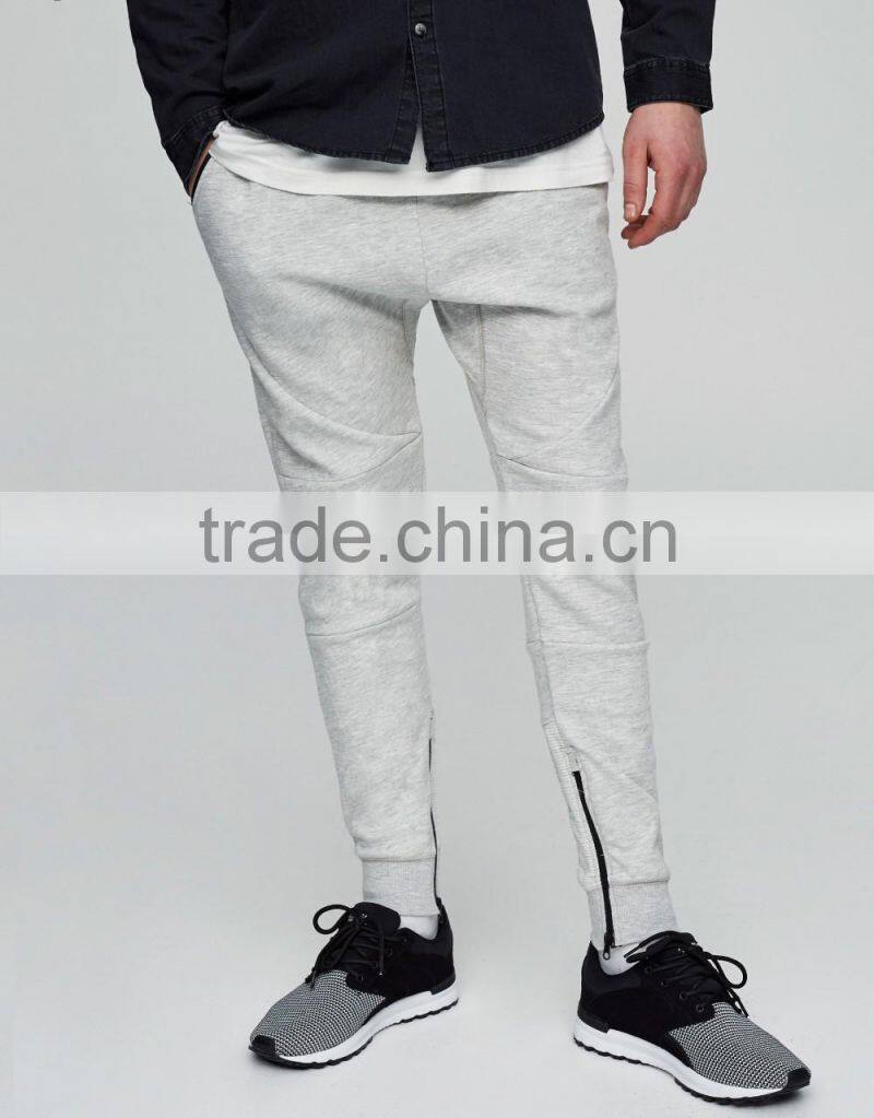 wholesale zipped cuffs zip side pockets mens sweat pants slim joggers