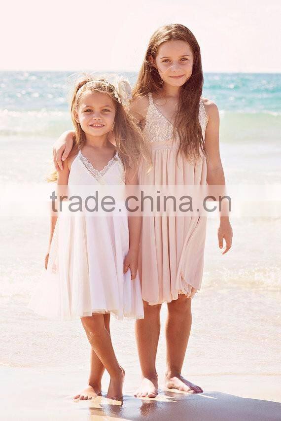 Girls Boutique Clothing Blush Pink Spaghetti Strap Lace Dress Flower Girl Dress
