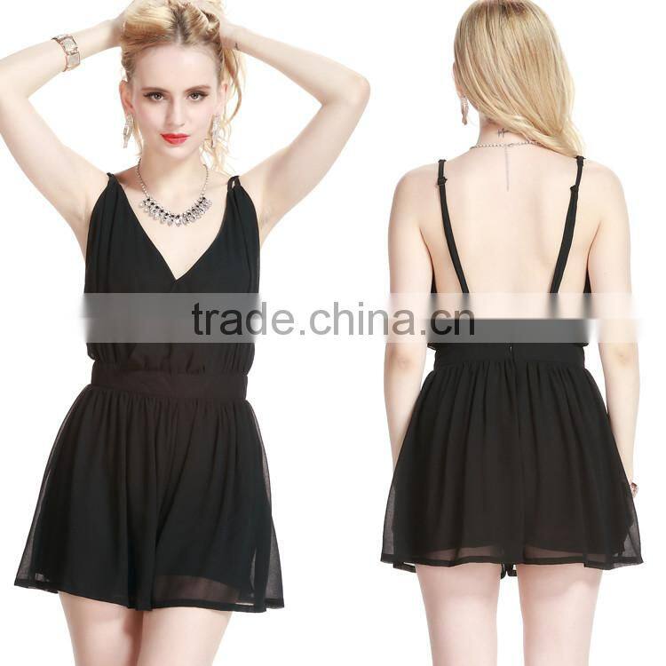 2016 Fashion oem women dress jumpsuits one pieces chiffon sexy summer dress 2016 for wholesale