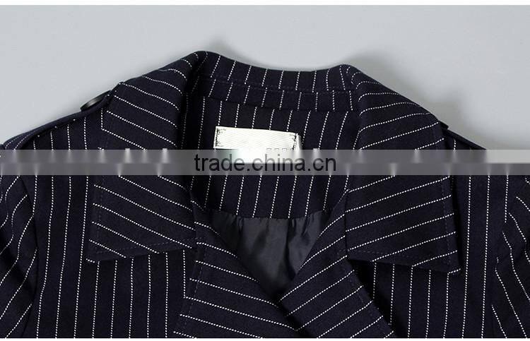 2016 latest designs lady formal black stripe winter women's coat