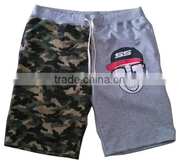 cotton terry fabric camo shorts with printing