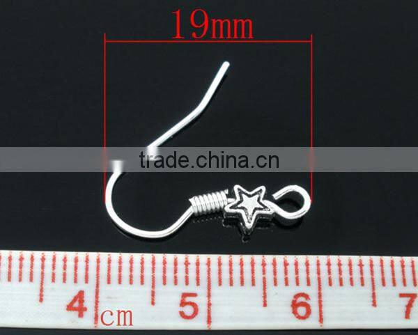 25 Pairs Star Ear Wire Hooks Earring Findings 18x19mm
