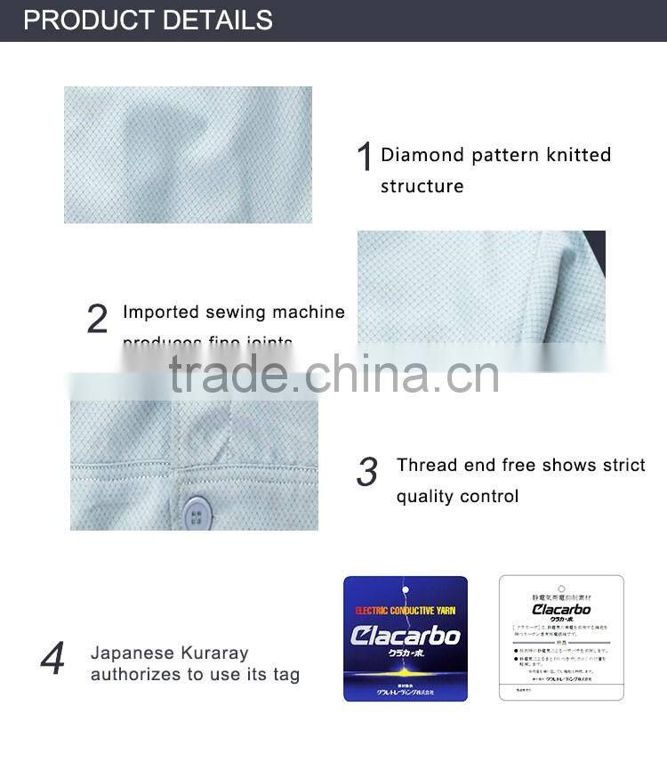 Knitted Antistatic Coat of Low Triboelectric Voltage for Semi Conductor Industry
