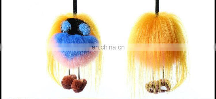 Luxury Colorful Fox Fur Animal Accessory / Fox Fur Bag Charm Key Chain