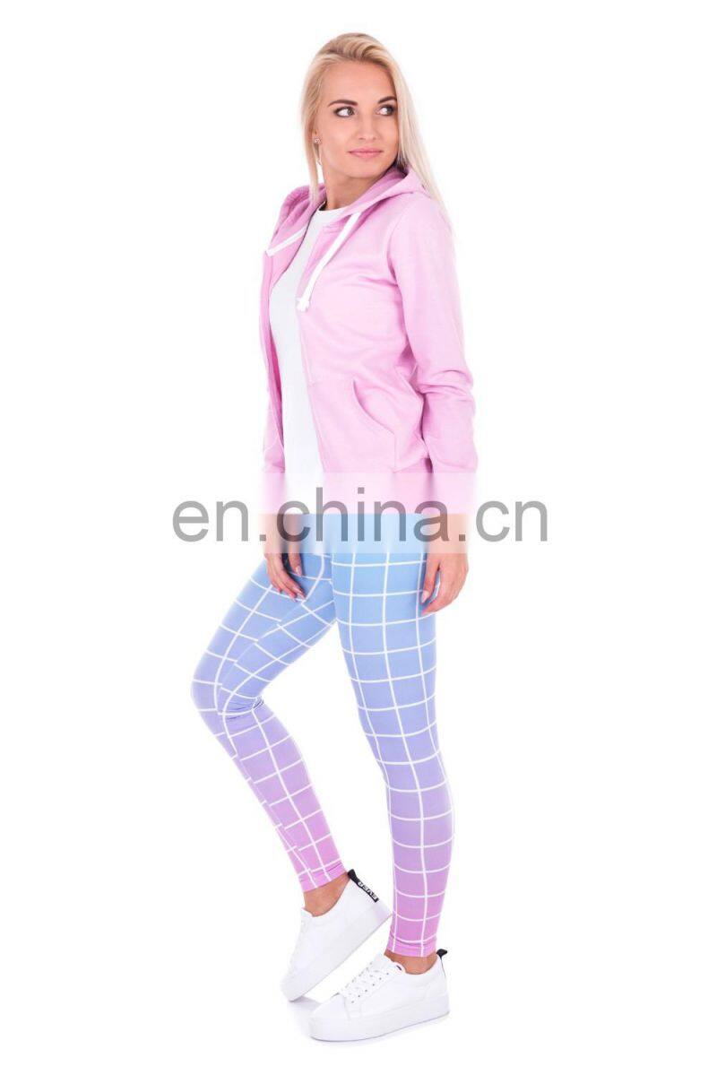 Antisocial grid muscle yoga fabric pants custom sport fashion stylish pattern femme fitness printed leggings for woman