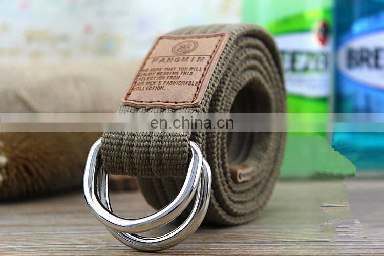BT0635 Fashion Double D-ring Jeans Belt Fabric Canvas Belt for Men