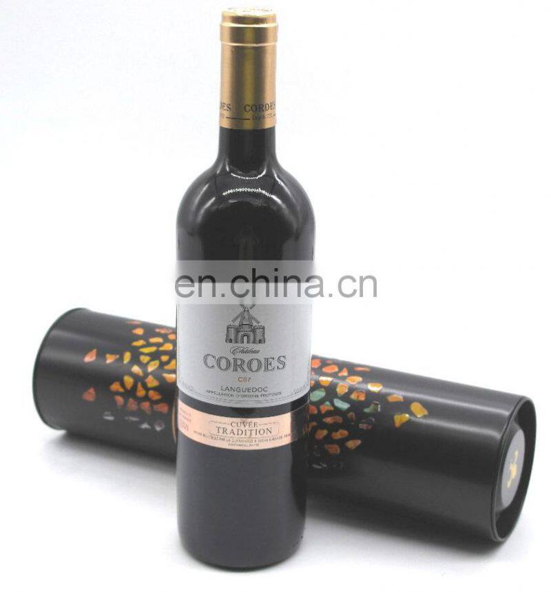 Round metal tin box for wine,tin packing box for gift wholesale