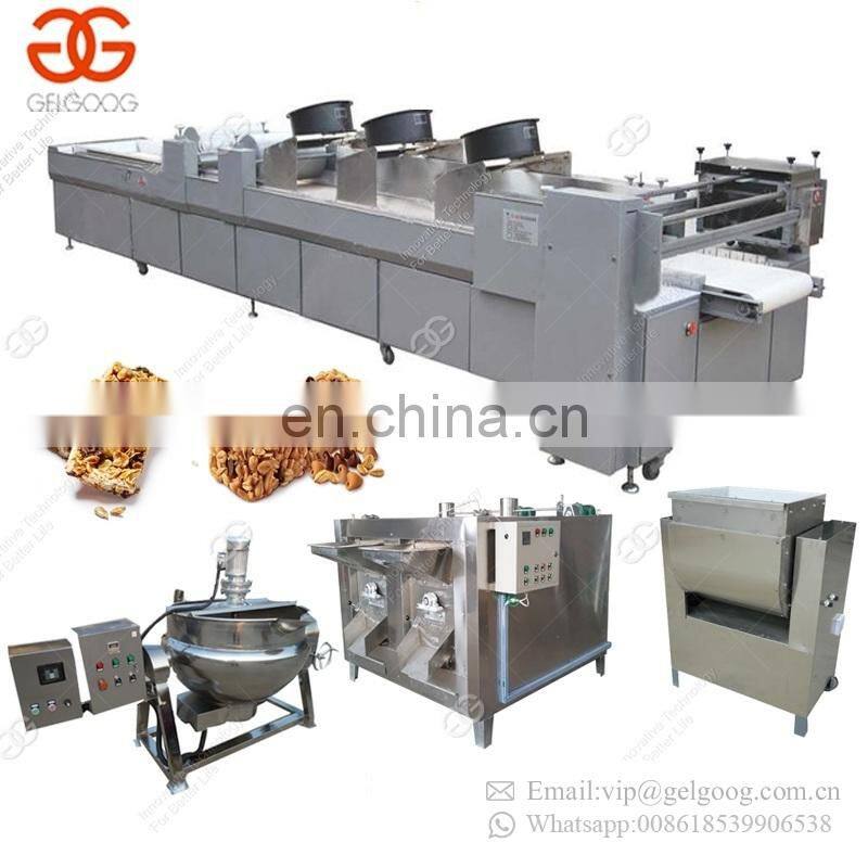 Manufacturing Puffed Energy Food Rice Bar Praline Nougat Cake Machine Cereal Machinery Chocolate Bar Production Line