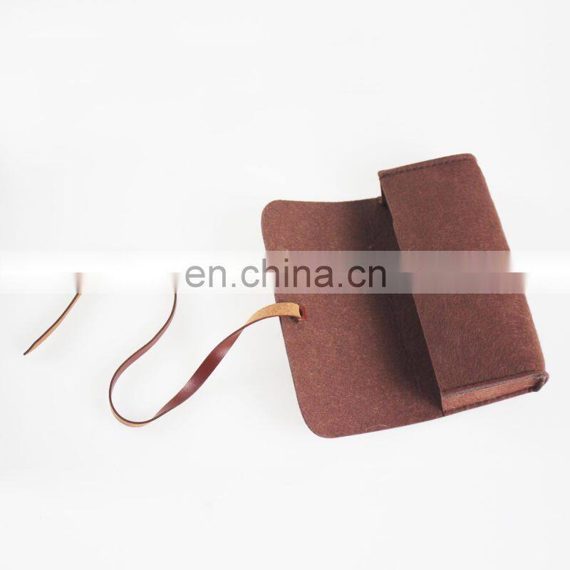 custom logo folding and cheap soft felt eyeglasses bag sunglasses pouch case wholesale with PU leather strip
