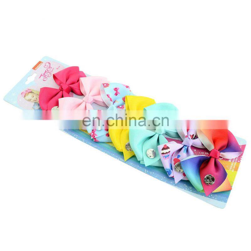 xmas 42color 3.5" JOJO kids hair Bow girl snowman colorful print Barrettes Girl Hair Rainbow Unicorn kids party hair clipper