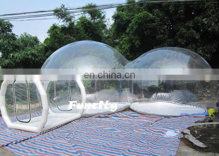 Factory price outdoor camping bubble tent with two tunnels