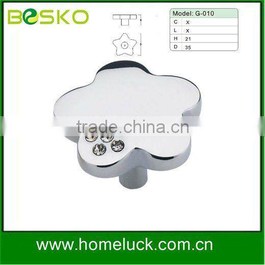 Crystal rose knob and flower knob with crystal