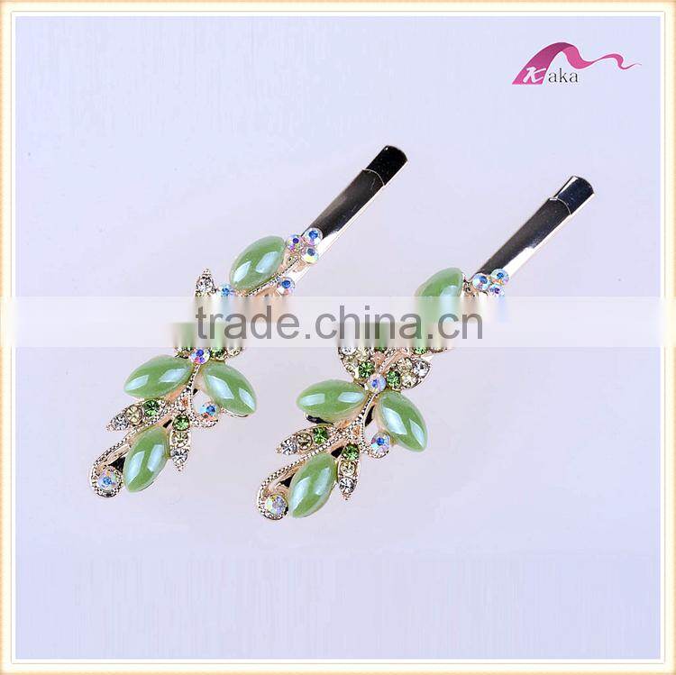 Multi Colors Elegant Charming Hair Grips Top Quality Metal Crystal Decoration Flower Ceramic Beads Hair Clips For Girls