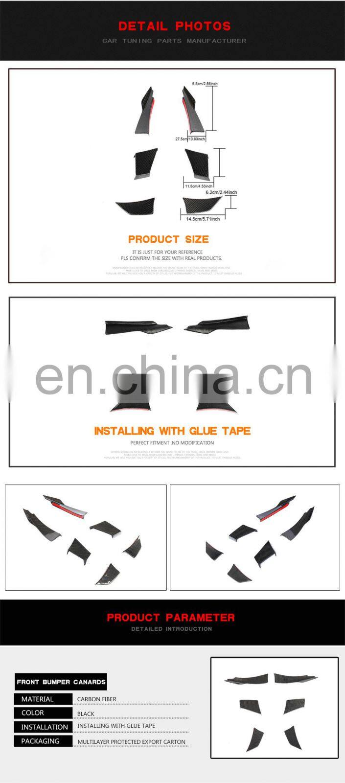 MAD Style Carbon Fiber F82 M4 Front Canards Bumper Fins for BMW 3 Series 4 Series F80 M3 F82 M4