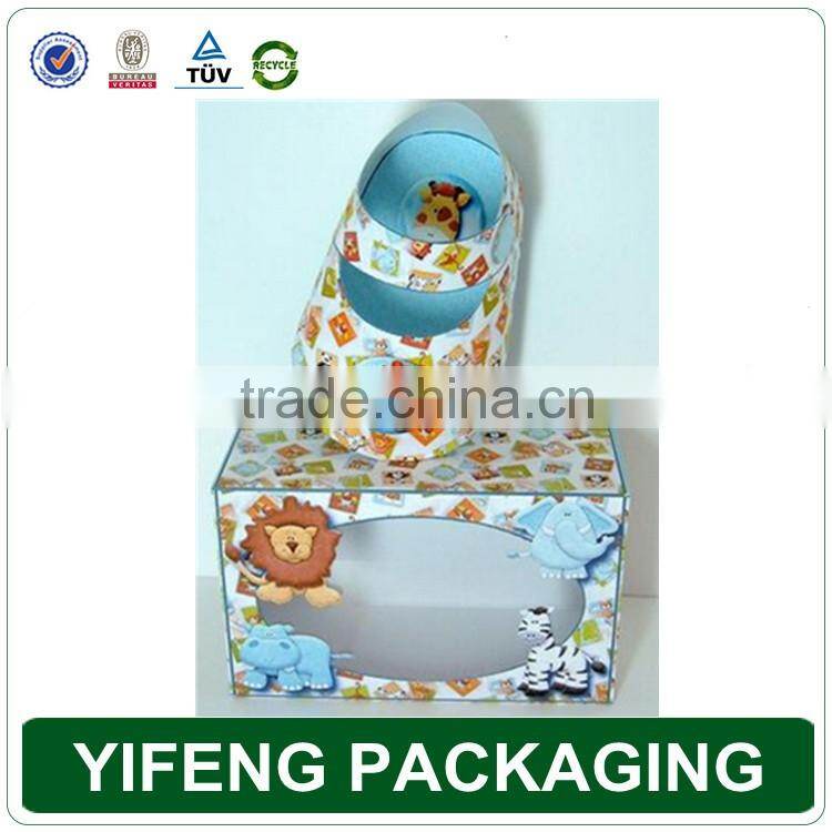 Custom cardboard cute folding baby shoe box packaging/Folding pvc window corrugated box