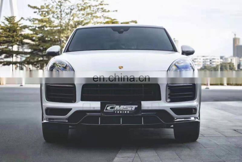 Runde Carbon Fiber Material Front Lip Side Skirt Wheel Eyebrow Rear Lip Spoiler For Porsche Cayenne Modify CMST Style Body Kit