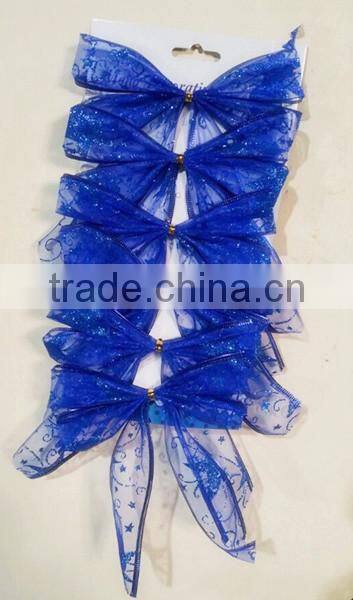 Christmas butterfly knot with glitter paint, ribbon bow suitable for Christmas packaging and Wedding decoration