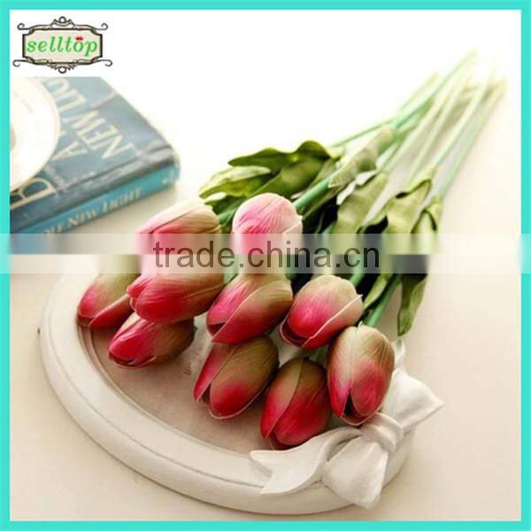 34cm mini pu real touch artificial orange tulips