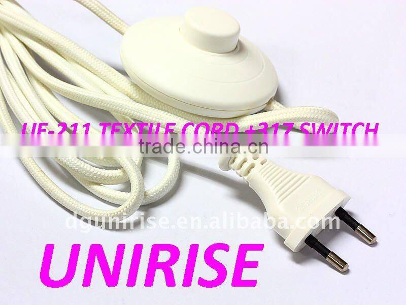 Brown textile braided lamp power cord plug