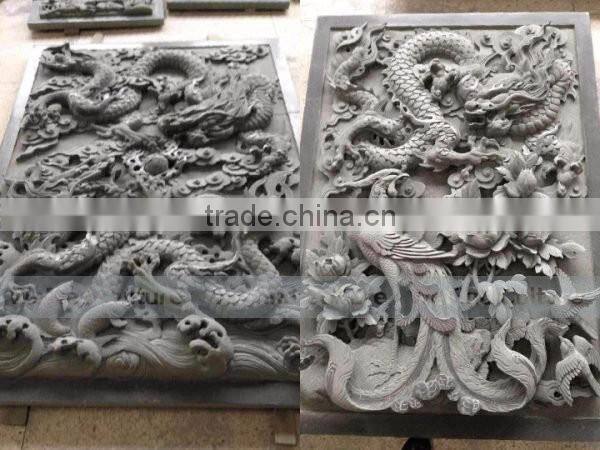 Fantastic Manual Carving Stone Relief Decorative Wall with Dragon