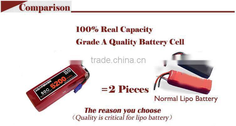 AGA POWER High capacity power battery Long cycle life 50C 5200mah li-polymer RC battery